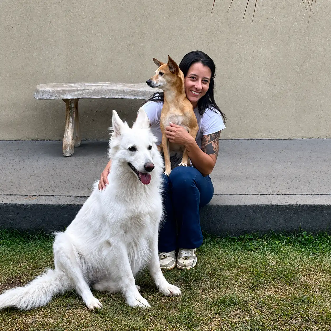 Tutora com seus cães na Pataverso